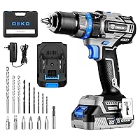 DEKOPRO Hammer Drill 20V Brushless Power Drill Set with Impact Drill,Cordless Drill with Battery and Charger,550 In-lbs,21+3 Torque Setting,1/2'' Keyless Chuck,2-Variable Speed,16pcs Bits Accessories