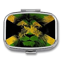 Jamaica Flag Lion Pill Box Cute Pill Case Travel Pill Organizer Storage Box for Pocket Purse