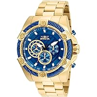 Invicta Men's Bolt Quartz Chronograph 52mm Watch with Stainless-Steel Strap, Gold, 25.2