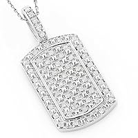 3Ct Round Cut D/VVS1 Diamond Ice Dog Tag Shape Pendant 925 Sterling Silver 14K White Gold Plated For Women & Girls