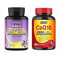 CoQ10 400mg SoftGels CQ10 Coenzyme Q10 Supplement - Probiotics for Women & Men Digestive Health，120 Billion CFUs