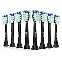 Replacement Heads for Philips Sonicare - Replacement Brush Head Compatible with Sonicare Electric Toothbrush – Medium Firmness - Refreshing Color Matching - Black - 8 Packs