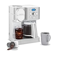 Cuisinart Coffee Maker, 12-Cup Glass Carafe, Automatic Hot & Iced Coffee Maker, Single Server Brewer, Stainless Steel, SS-16W, White