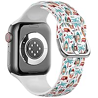 Compatible with Apple Watch Band 38mm 40mm 41mm (Happy Camper Summer Surfers Pattern) Replacement Silicone Soft Sports Bracelet for iWatch Series 8 7 6 5 4 3 2 1 Ultra SE