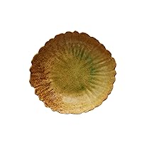 Creative Co-Op Round Stoneware Platter with Scalloped Edge and Reactive Crackle Glaze, Green