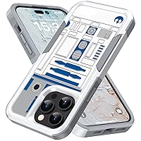 Case for iPhone 14 Pro, R2D2 Astromech Droid Robot Pattern Shock-Absorption Hard PC and Inner Silicone Hybrid Dual Layer Armor Defender Case for Apple iPhone 14 Pro 6.1inch