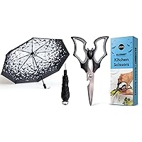OTOTO Bundle of 2 NEW! Spookula Vampire Umbrella Unique Umbrella & NEW!! Elizabat Kitchen Scissors Cute Bat Kitchen Shears