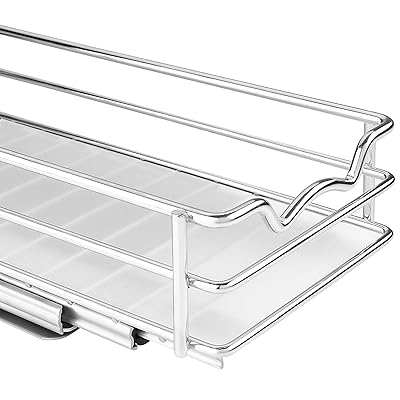 Hold N' Storage Premium Pull-Out Spice Rack - 4.5W x 10D - Anti-rust Chrome Finish - Heavy Duty with 5-Year Limited Warranty- Fits 2 Rows of