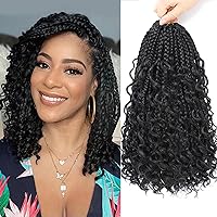 Short Boho Crochet Braids For Black Women Goddess Box Braids Crochet Hair10 Inch 8 Packs Ombre Pre Looped Box Braids With Curly Ends Bohemian Goddess Braids Crochet Hair (10 Inch (Pack Of 8), 1B#)