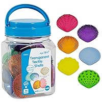 edxeducation Tactile Shells - Translucent - 6 Textures and Colors - Ages 18m+ - Explore STEM Concepts via Light Panels and Sensory Bins, Multicolor, Set of 36