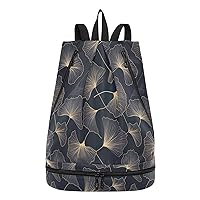 Ginkgo Leaves Drawstring Backpack Bag for Women Men Sports Gym Bag with Wet & Dry Compartments Durable Gym Bag Great for Camping Walking Cycling Running