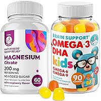 Omega3 Gummies for Kids with Omega 6&9 and Magnesium Gummies - DHA Children Brain Supplement for Heart and Vision Support – No Fish Oil and Gluten Free Immune Health with Sugar-Free Magnesium