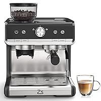 Espresso Machine With Grinder and Milk Frother, 20 Bar Professional Espresso Maker for Home Barista, Latte Cappuccino Macchiato Machine with Removable Water Tank 95oz, 1450w