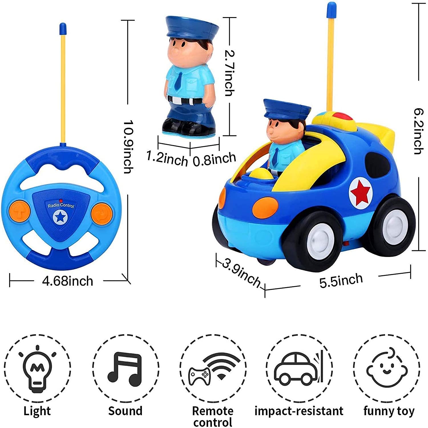 Mua My First RC Cartoon Police Car Vehicle 2-Channel Remote Control Toy -  Music, Lights and Sound for Baby, Toddlers, Kids trên Amazon Mỹ chính hãng  2023 | Giaonhan247
