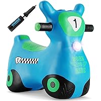 WADDLE Bouncy Hopper Inflatable Hopping Animal Scooter, Indoors and Outdoor Toy for Toddlers and Kids, Pump Included, Boys and Girls Ages 2 Years and Up (Blue Zoomer)