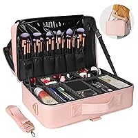 Relavel Travel Makeup Train Case Makeup Cosmetic Case Organizer Portable Artist Storage Bag with Adjustable Dividers for Cosmetics Makeup Brushes Toiletry Jewelry Digital Accessories