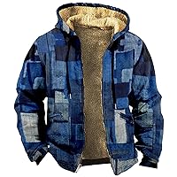 Men Winter Coats Printed Fleeceed Cardigan Zipper Warm Windbreaker Jackets Oversized Heavy Hoodie