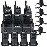 Retevis NR10 Noise Cancelling Two Way Radios(10 Pack),with Shoulder Mic(4 Pack),Portable FRS Two-Way Radios,with 6 Way Multi Gang Charger,VOX Handsfree,Compact Walkie Talkies for Manufacturing Worksho