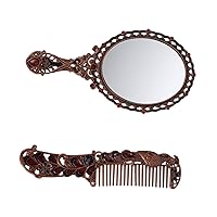 BESTOYARD 1 Set Mirror with Handle Oval Mirrors Vintage Oval Beauty Mirrors Girls Suit Shower Accessories Hand Mirror for Women Antique Hair Brush and Comb Makeup Zinc Alloy Unique Miss