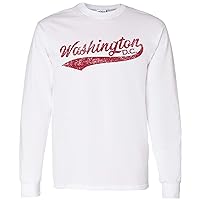Washington DC City Baseball Script - Hometown Pride, Pitcher Long Sleeve T Shirt - Large - White