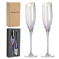 Champagne Flutes, Slanted Champagne Glasses Set of 2, 100％Lead Free Quality Hand Blown Classy Modern Champagne Flutes, Best Gift for Birthday Wedding and Christmas