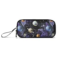 ALAZA Space and Planets Pencil Case Nylon Pencil Bag Portable Stationery Bag Pen Pouch with Zipper for Women Men College Office Work