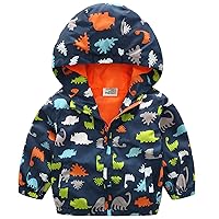 lymanchi Kids Baby Boy Dinosaur Hooded Zip Jackets Windbreaker Casual Outerwear