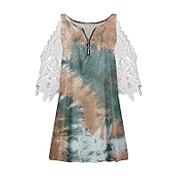 Summers Fashion Gown Tops Womens 3/4 Sleeve Tunic Cool Zip Shirt Baggy V