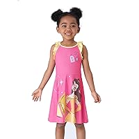 Disney Princess Toddler Girl Ruffled Dress Character Print Sleeveless Strap Casual Dress