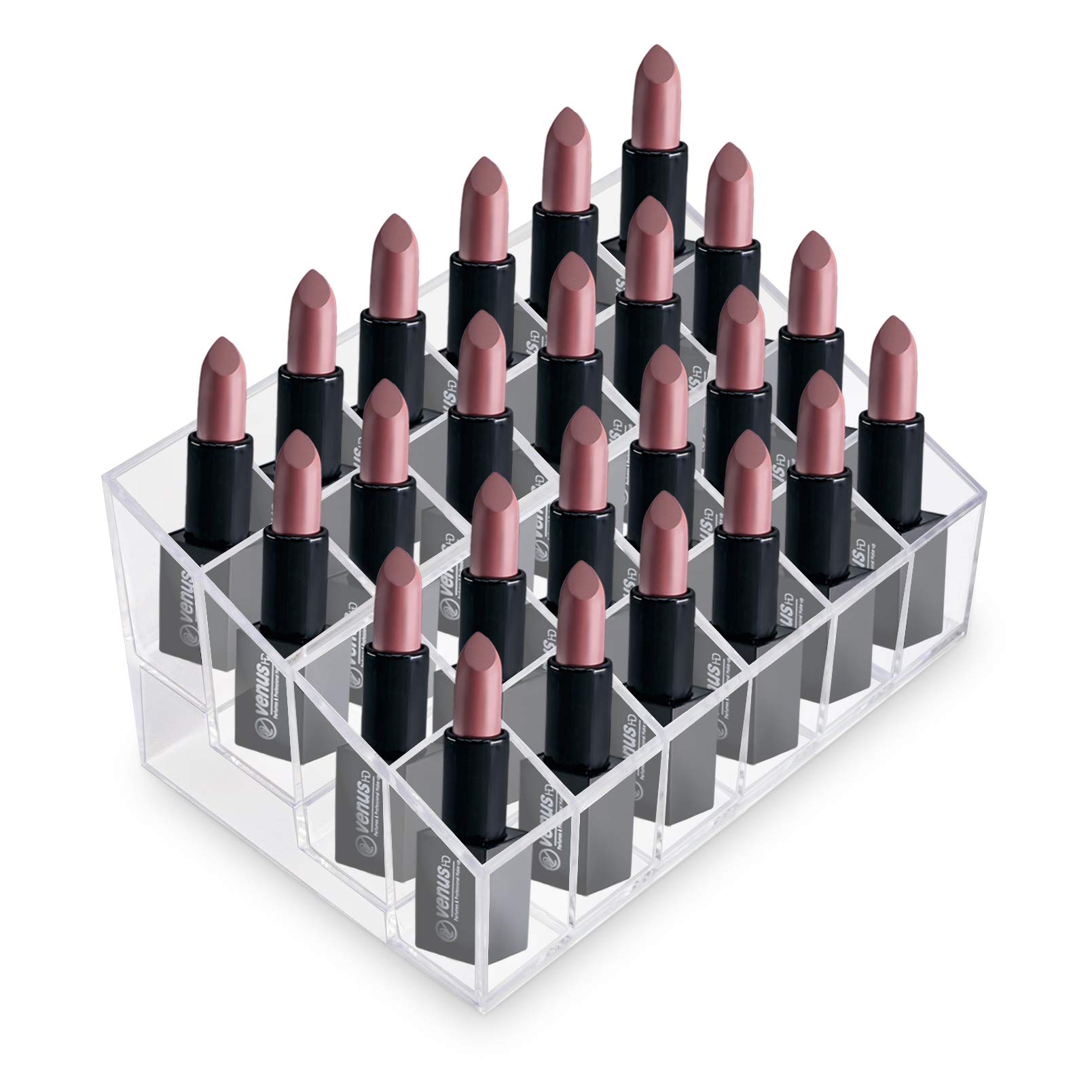 Transparent Cosmetic Makeup Organizer for Lipstick, Brushes, Bottles, and More. Clear Case Display Rack Holder