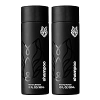 Black Wolf Everyday Men’s Shampoo - 2-Pack (12 Fl Oz) - Charcoal Powder Cleanses Scalp and Fights Dirty & Greasy Hair - Thick & Rich Lather Daily Shampoo - For All Hair Types