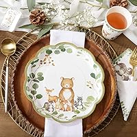 Woodland Baby Shower, 9 Inch, 9 in. Decorative Premium Paper Plates (Set of 16)