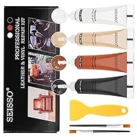 SEISSO Leather Repair Kit, 45ml Vinyl and Leather Repair Kit for Furniture, Couches, Car Seats, Jacket and Purse, Repair Leather Scratch & Tears, Super Easy Instructions, Black Leather Repair Paint