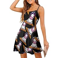 Unicorn Yoga Funny Spaghetti Strap Mini Dress Sleeveless Adjustable Beach Dresses Backless Sundress for Women