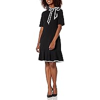 Adrianna Papell Women's Knit Crepe Tie Neck Dress