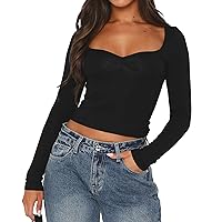 Women Going Out Tops Long Sleeve Sweetheart Neck Slim Fit Crop Tops Cute Y2k Shirts Fall Fashion