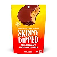 SkinnyDipped Milk Chocolate Peanut Butter Cups, 4g Sugar, Low Sugar, No Palm Oil, Gluten Free, 3.2oz Bag, 1 Pack (6 Cups Total)