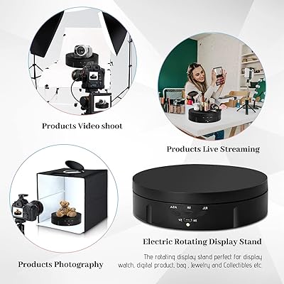 Fun Gift Motorized Rotating Display Stand, 360 Degree Photography  Turntable, Product Turntable Stand for Product Photography Display,  Jewelry, Watch