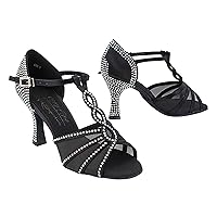 Very Fine Womens Dance Shoe Delphine Ballroom Latin Salsa Tango Cha Cha Waltz Black Satin 2.5