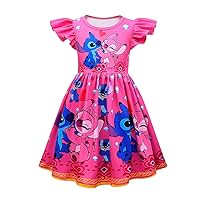 Cute Girlss Dress Cartoon Toddler Casual Dress Summer Cartoon Birthday Party Dress Up 3-9 Years