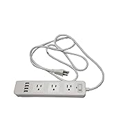 FixtureDisplays® White Power Strip with USB Ports, 3 AC Outlets + 4 USB (2.1A) Power Sockets Charging Station Power Extension 16732-SNL Listing