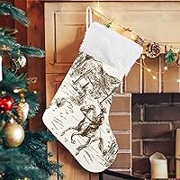 ALAZA Christmas Stockings Retro Horse American Wild West Desert Cowboys Classic Personalized Large Stocking Decorations for Family Holiday Season Party Decor Set of 2,17.7