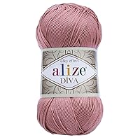 Alize Diva Silk Effect 100% Microfiber Acrylic Yarn 1 Ball skeins 100gr 383yds Color (354 - Rose)