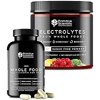 Whole Food Supplement for Men’s Holistic Health (Bundle) | Men’s Multivitamins (120 Vegetarian Capsules) + Sugar-Free Electrolyte Powder (180g) | 100% Natural, Non-GMO
