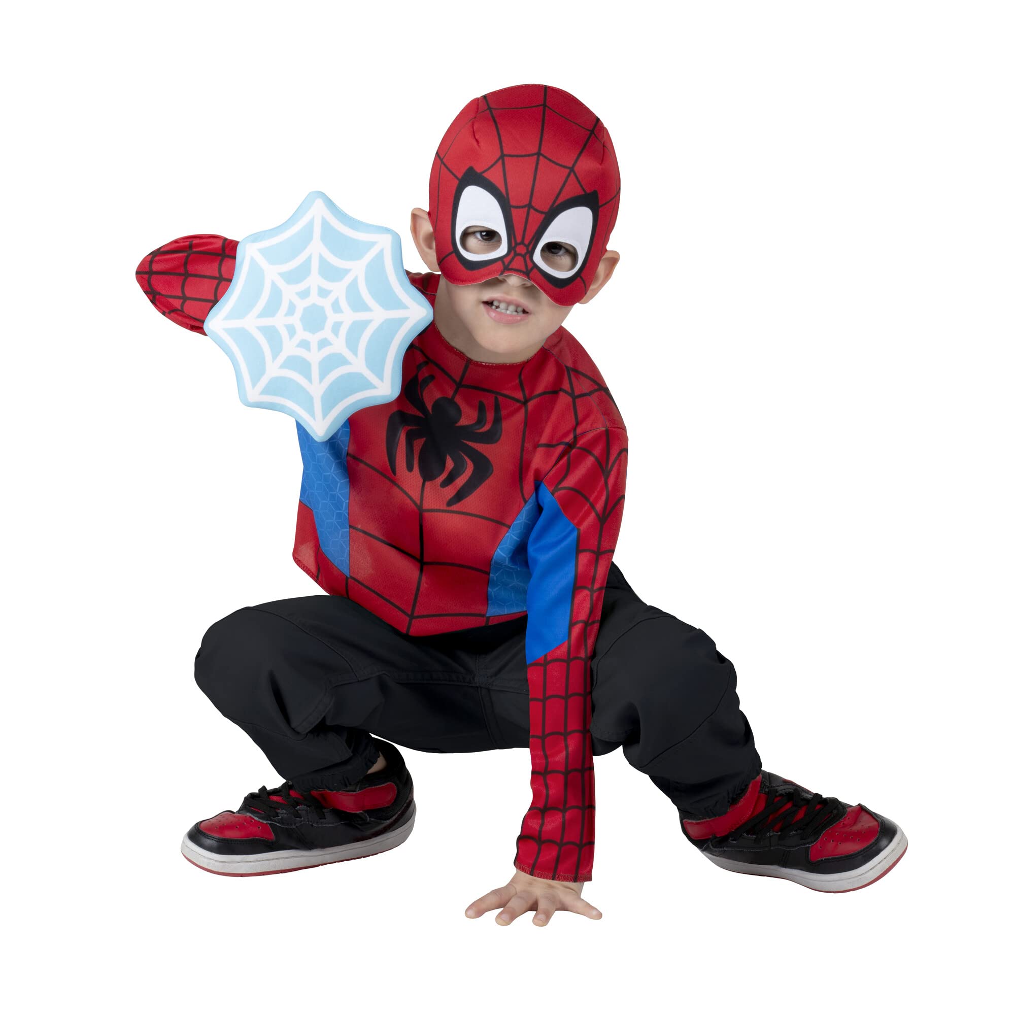 Marvel Official Toddler Dress-Up Box Set – Costume Top, Fabric Mask, Web Shield Accessory
