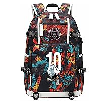 Messi Lightweight Bookbag Miami FC Large Laptop Backpack with Charge Port Wear Resistant Travel Knapsack