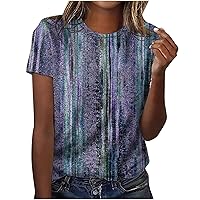 Short Sleeve Shirts for Women,Tops for Women Trendy Starry Sky Printed Round Neck Top Summer Tops for Women 2024