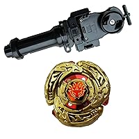 Gaming Bey Battling Top Toys - Spinning Metal Fusion Masters Fight Gold L-Drago DF105LRF with Power String Launcher & Grip (L-Drago 4D DF105LRF)