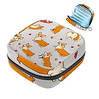 1Pc Period Bag for Women, Menstrual Pad Pouch for School Office, Reusable Sanitary Napkin Storage Bag Portable Feminine Period Kit Bag Cute Corgi Dog Butterfly