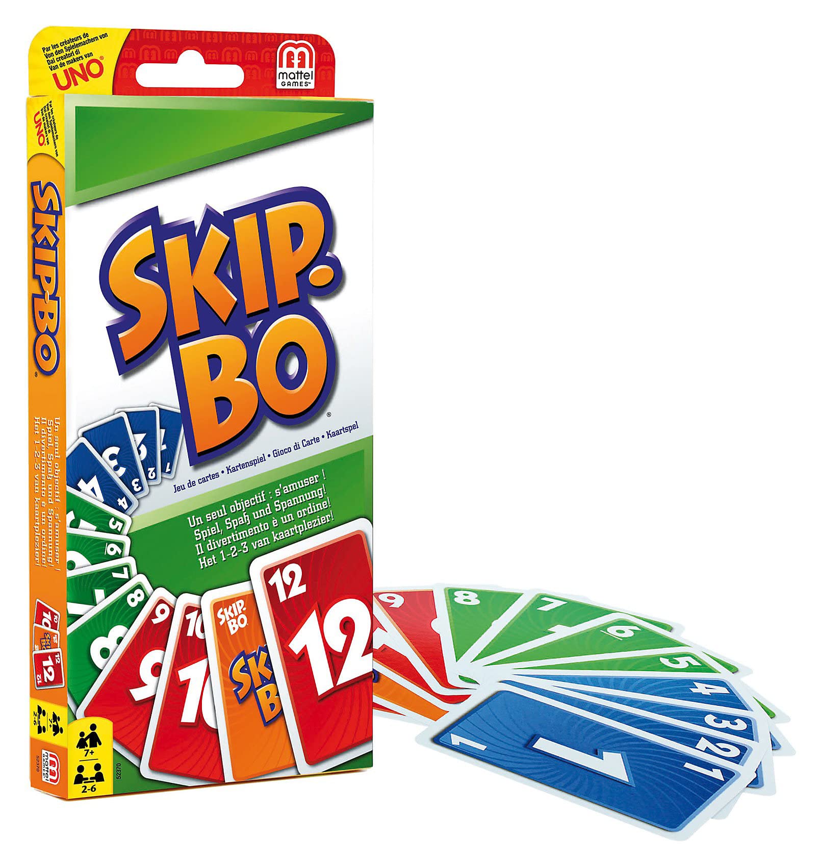Mattel Games, Skip-BO Card Games for Ages +7, Card sequencying Family Game from UNO Creators, 52370